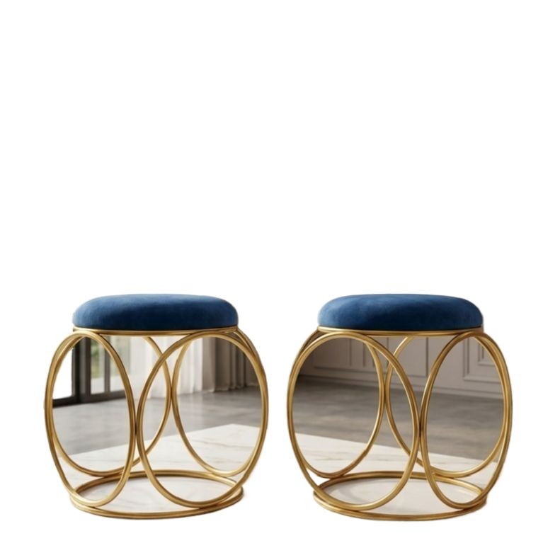 Golden Cushioned Stool – 16-inch Height