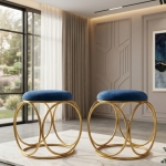 Golden Cushioned Stool – 16-inch Height