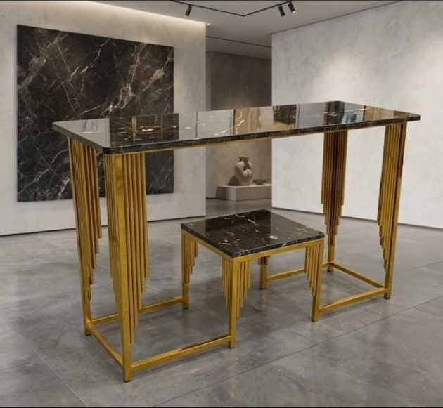 Black Console Table with Metal Frame
